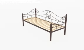 Кровать Валенсия Металл, 90х190 мм, Коричневый муар, Коричневый муар